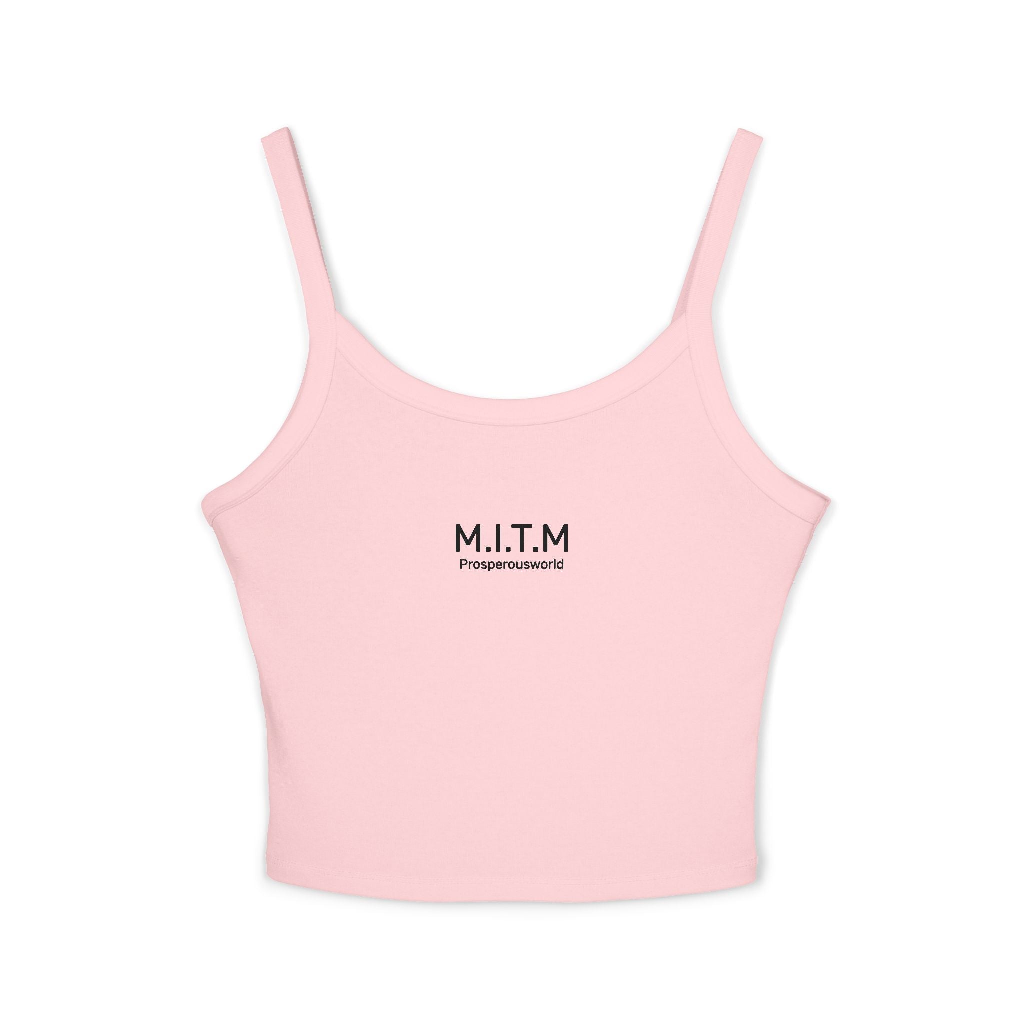 M.I.T.M. Spaghetti Strap Tank Top — Minimal Logo Crop Top for Women