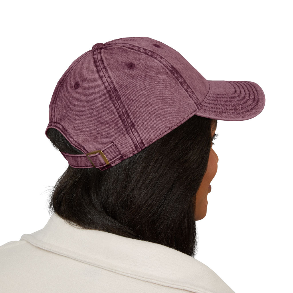 Embroidered Floral Heart Vintage Cap — Distressed Red Baseball Hat