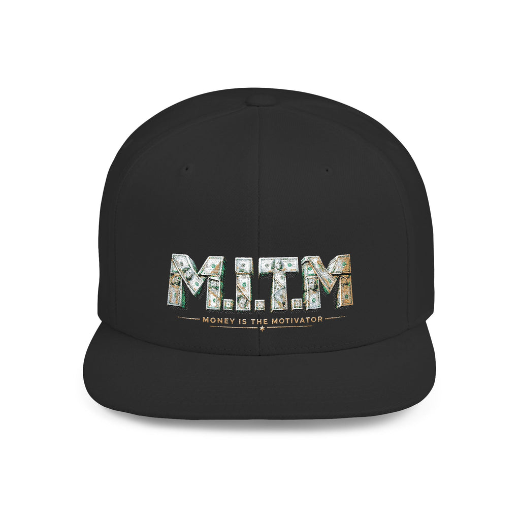 M.I.T.M. Floral Snapback Hat — White Flat-Bill Trucker Cap