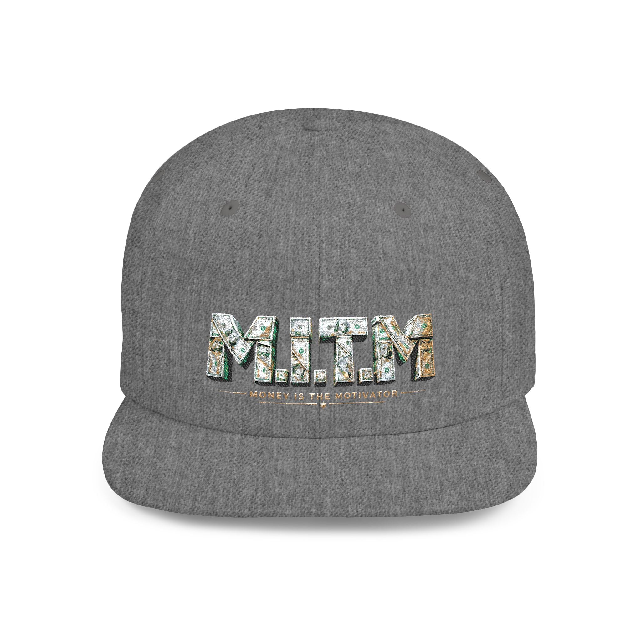 M.I.T.M. Floral Snapback Hat — White Flat-Bill Trucker Cap