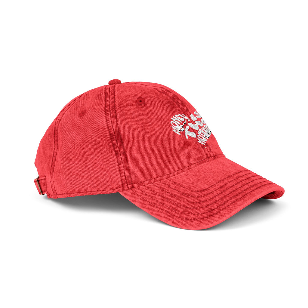 Embroidered Floral Heart Vintage Cap — Distressed Red Baseball Hat