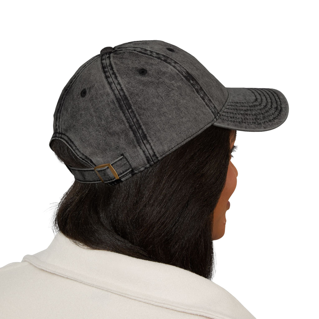 Embroidered Floral Heart Vintage Cap — Distressed Red Baseball Hat