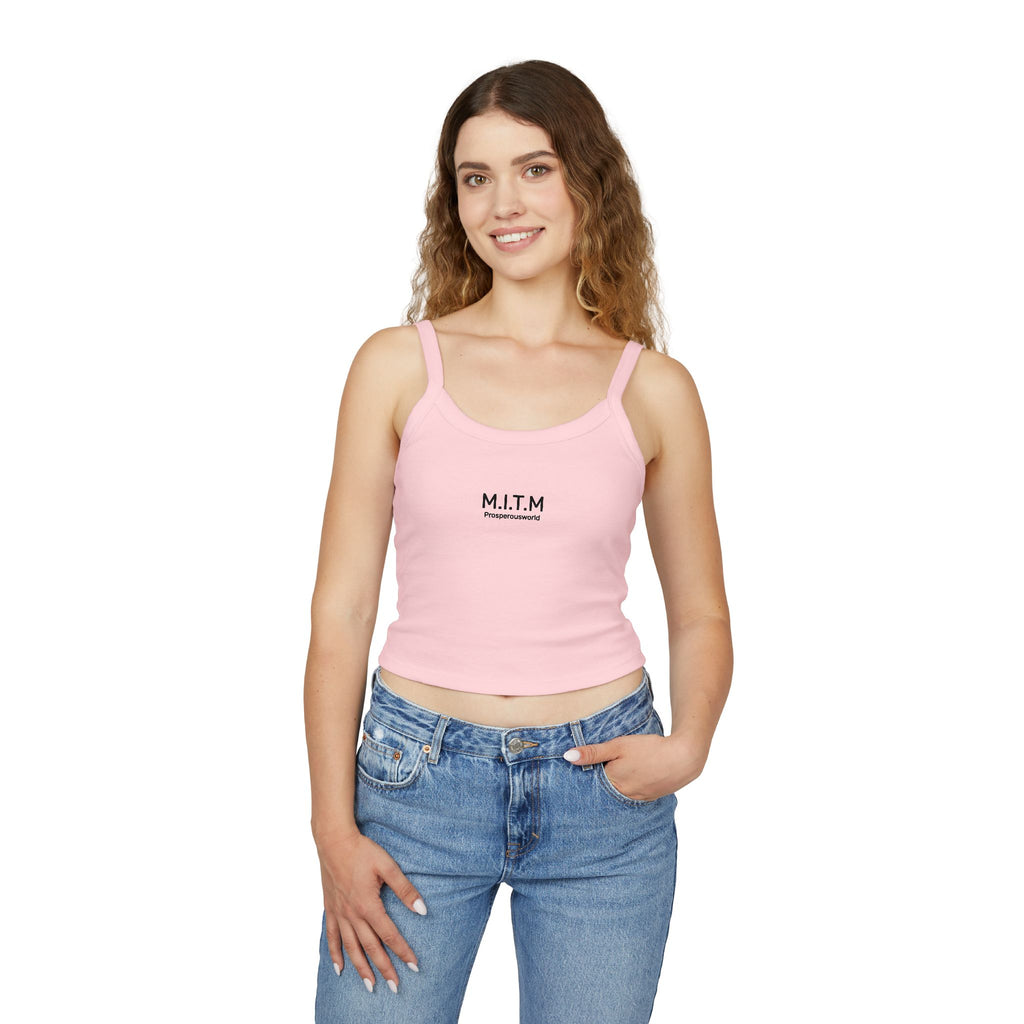 M.I.T.M. Spaghetti Strap Tank Top — Minimal Logo Crop Top for Women