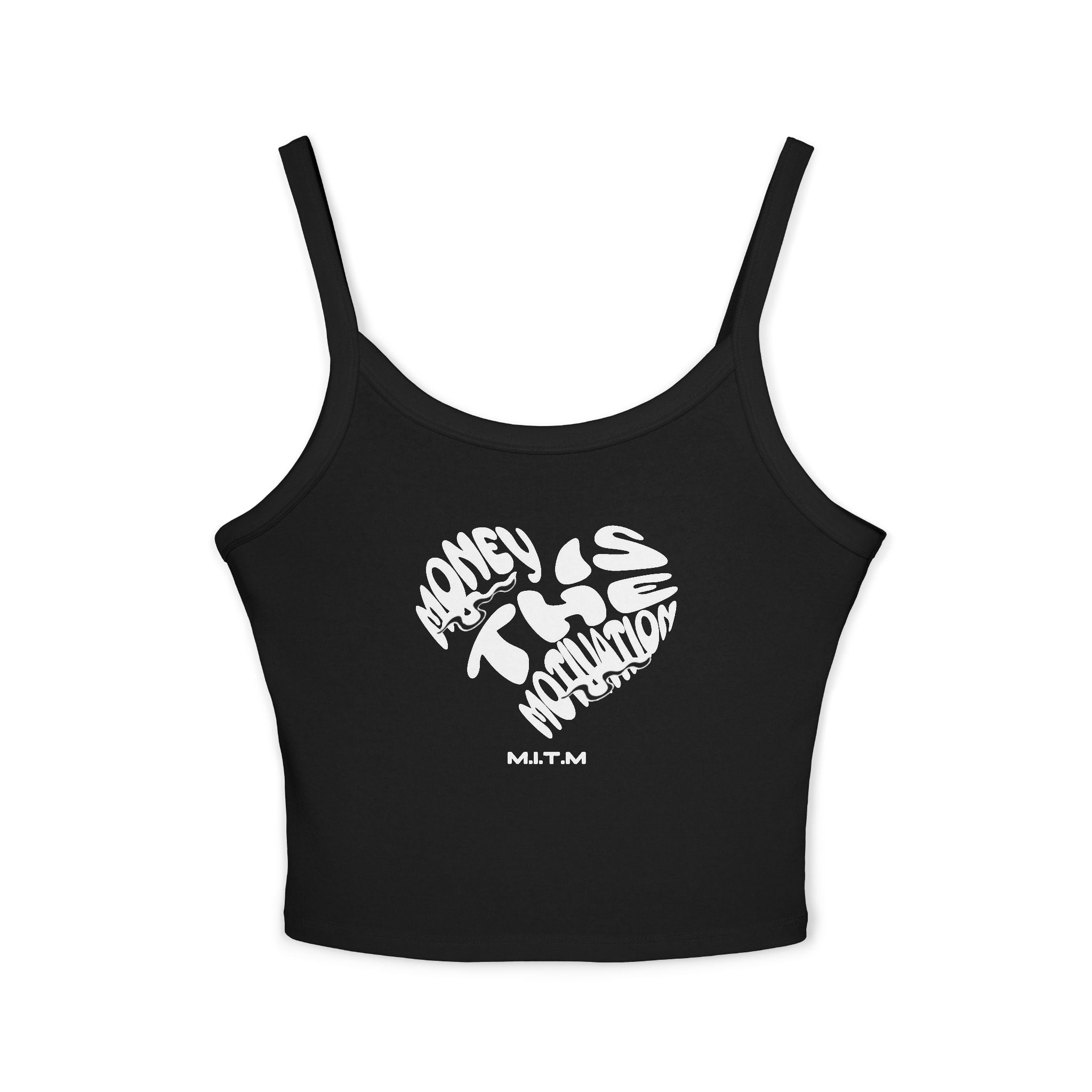 Women's Spaghetti Strap Tank Top — Subtle Broken Heart Graphic Crop Tank