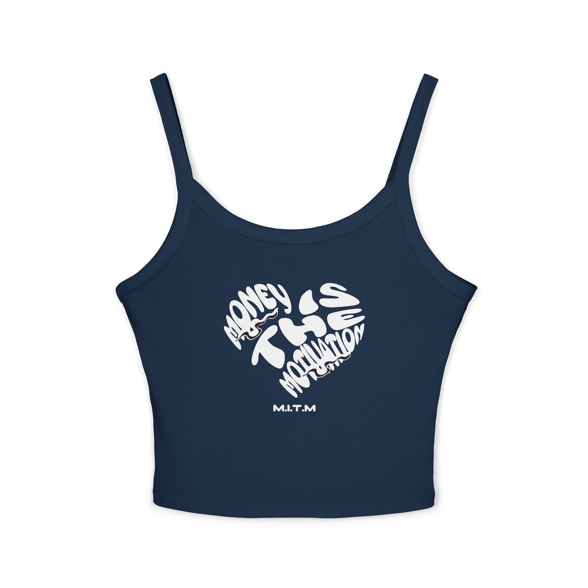 Women's Spaghetti Strap Tank Top — Subtle Broken Heart Graphic Crop Tank