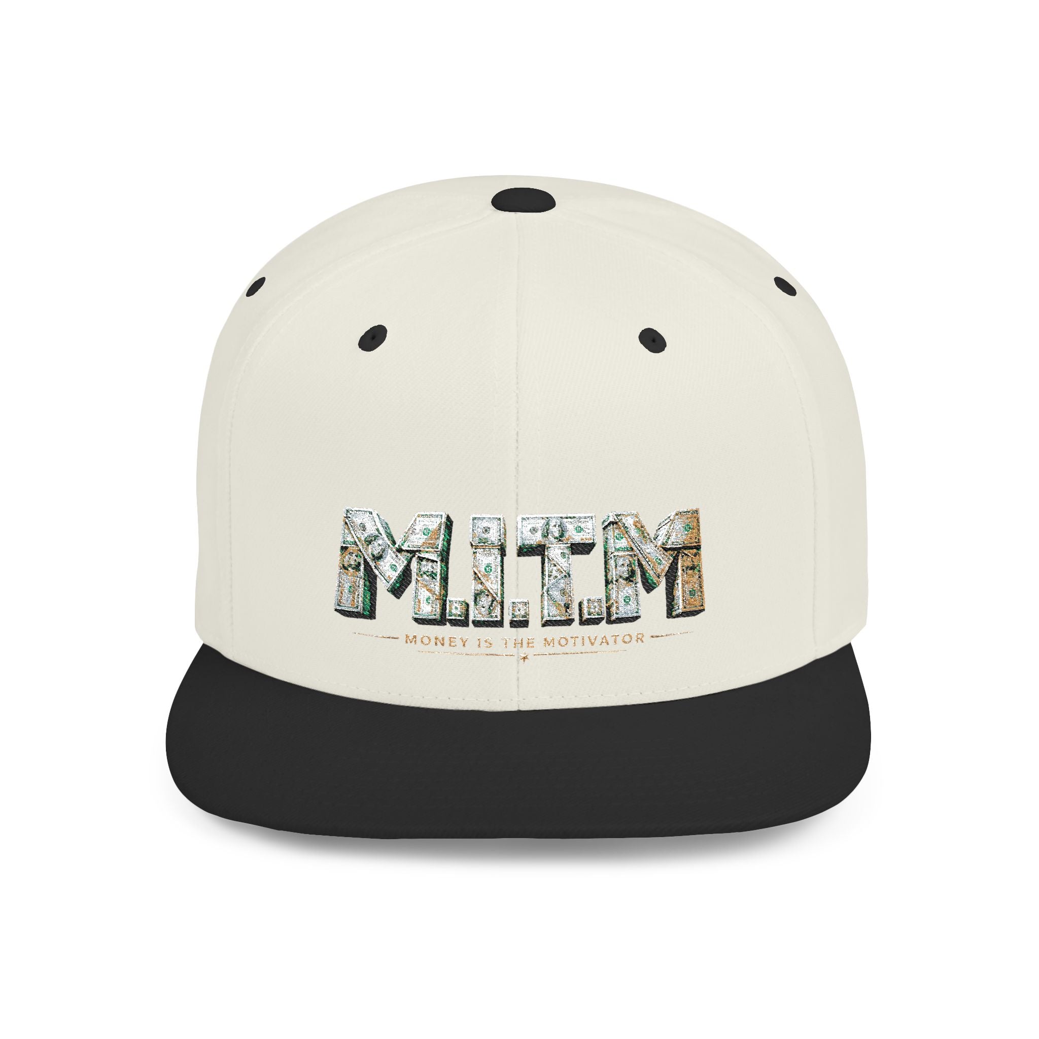 M.I.T.M. Floral Snapback Hat — White Flat-Bill Trucker Cap
