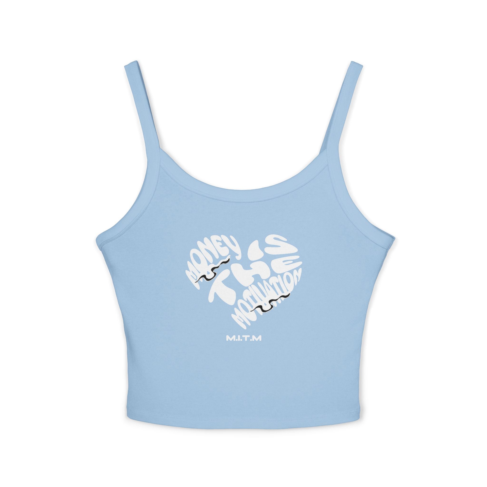 Women's Spaghetti Strap Tank Top — Subtle Broken Heart Graphic Crop Tank