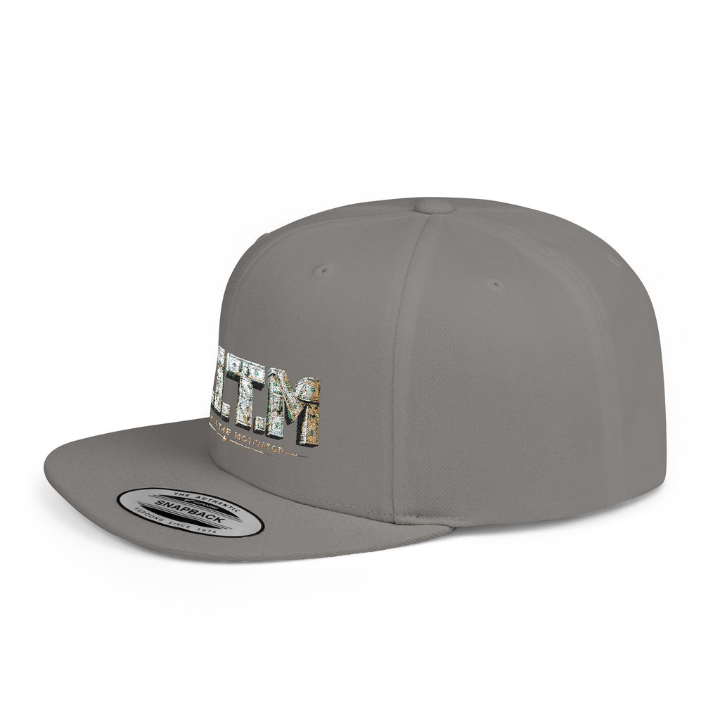 M.I.T.M. Floral Snapback Hat — White Flat-Bill Trucker Cap