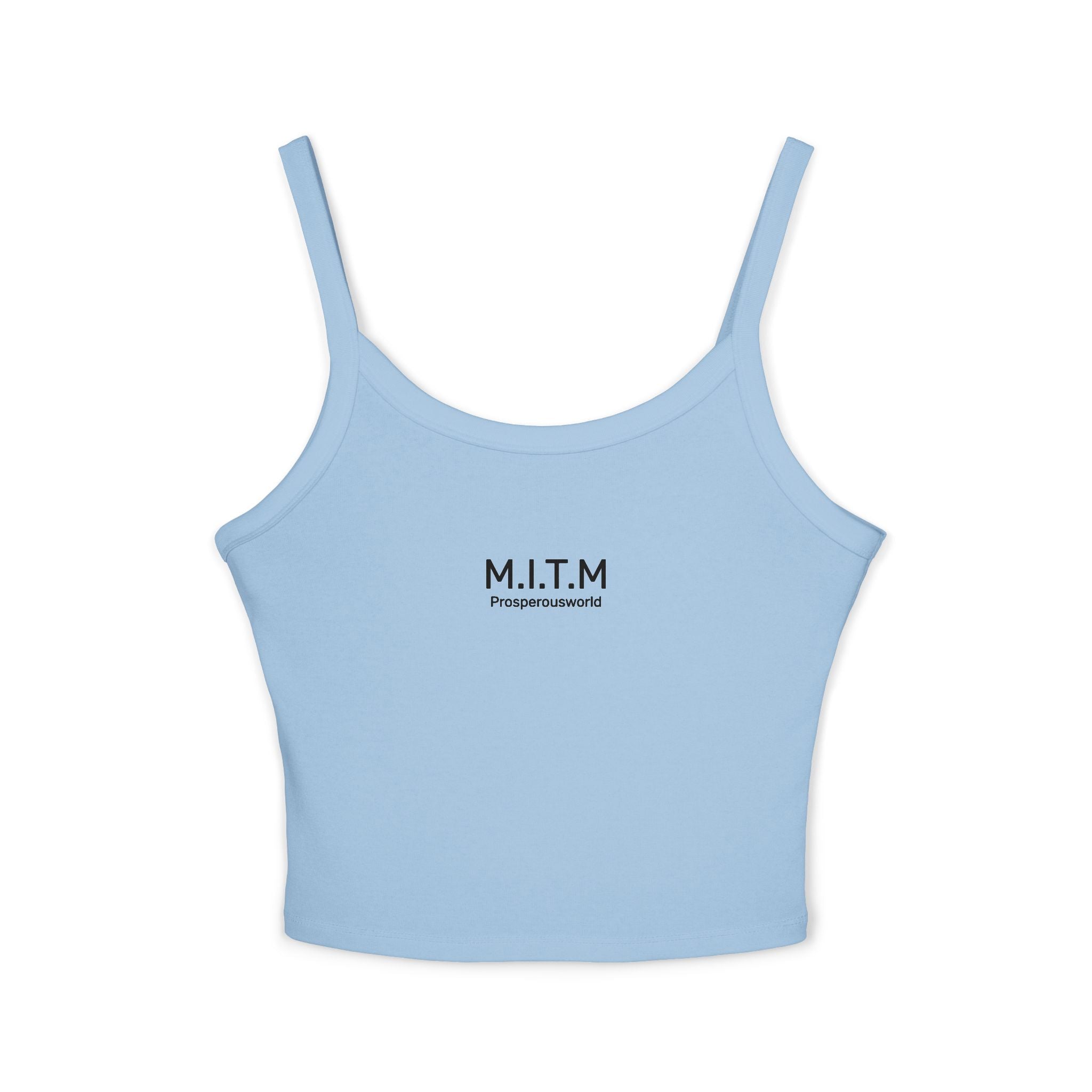 M.I.T.M. Spaghetti Strap Tank Top — Minimal Logo Crop Top for Women
