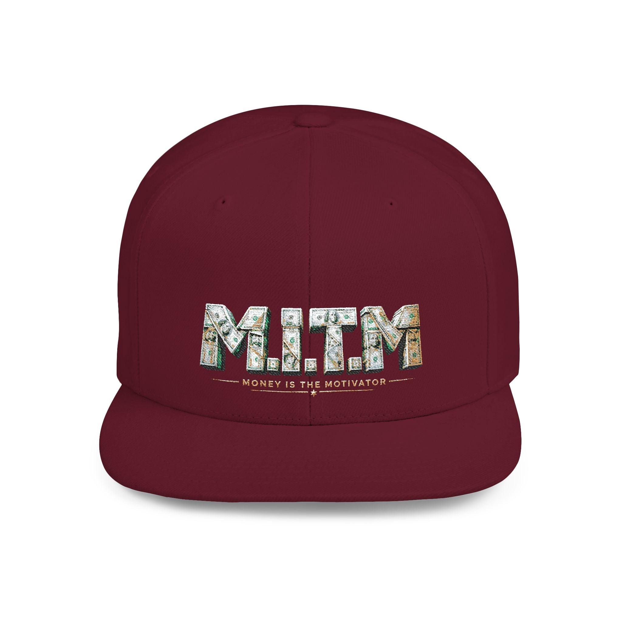 M.I.T.M. Floral Snapback Hat — White Flat-Bill Trucker Cap
