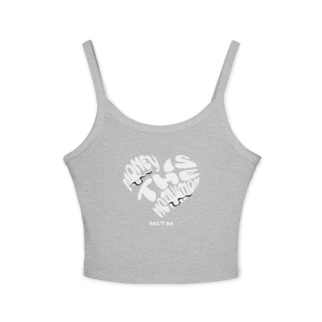 Women's Spaghetti Strap Tank Top — Subtle Broken Heart Graphic Crop Tank
