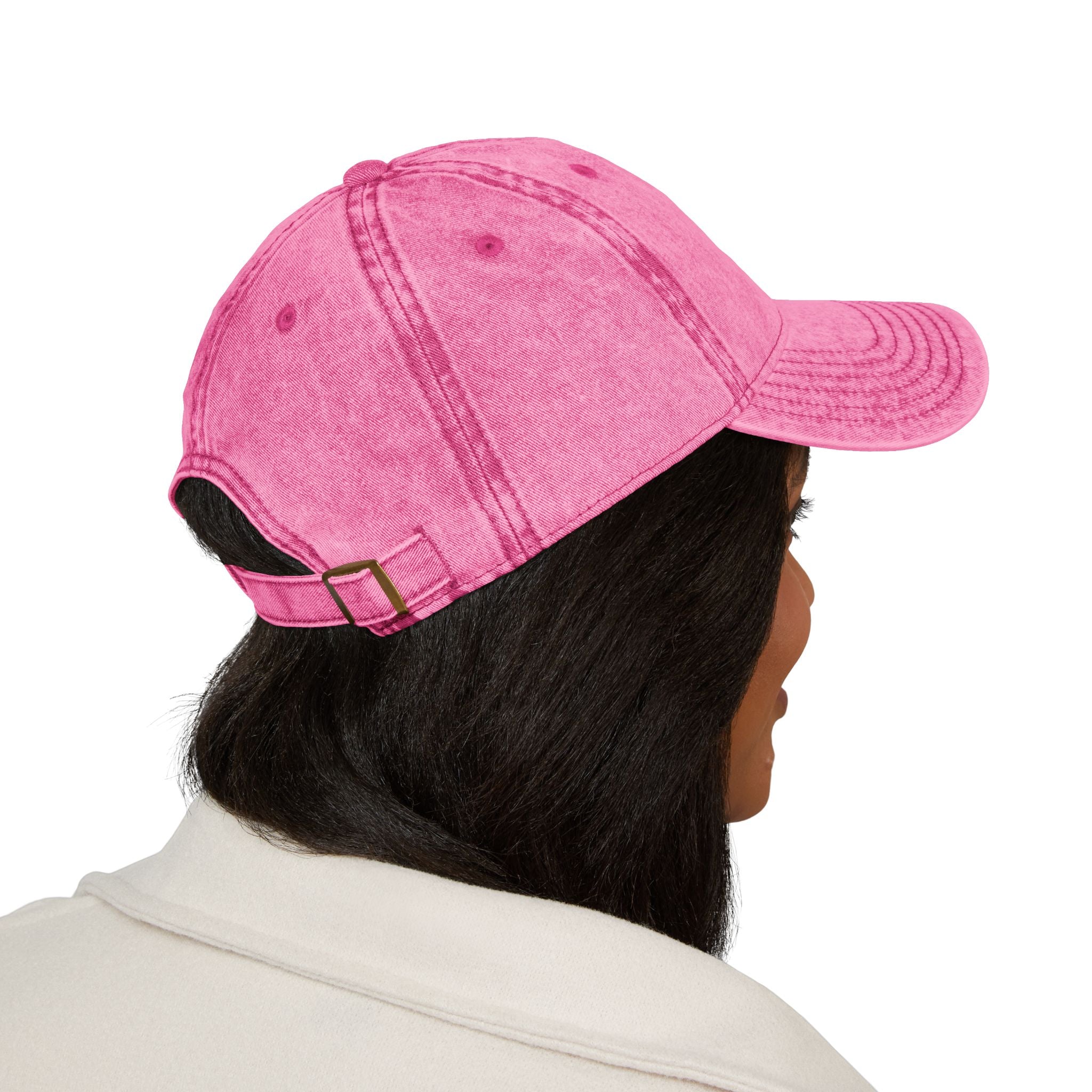 Embroidered Floral Heart Vintage Cap — Distressed Red Baseball Hat