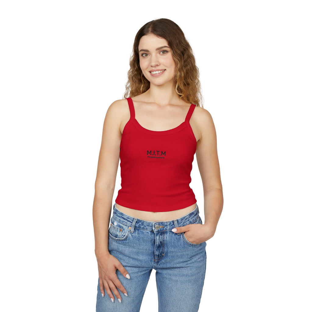 M.I.T.M. Spaghetti Strap Tank Top — Minimal Logo Crop Top for Women