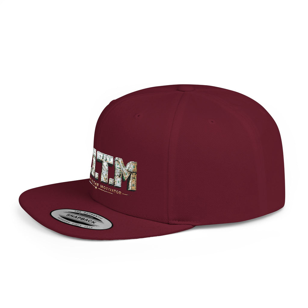 M.I.T.M. Floral Snapback Hat — White Flat-Bill Trucker Cap