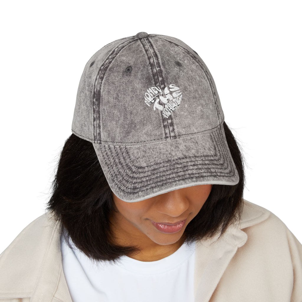 Embroidered Floral Heart Vintage Cap — Distressed Red Baseball Hat