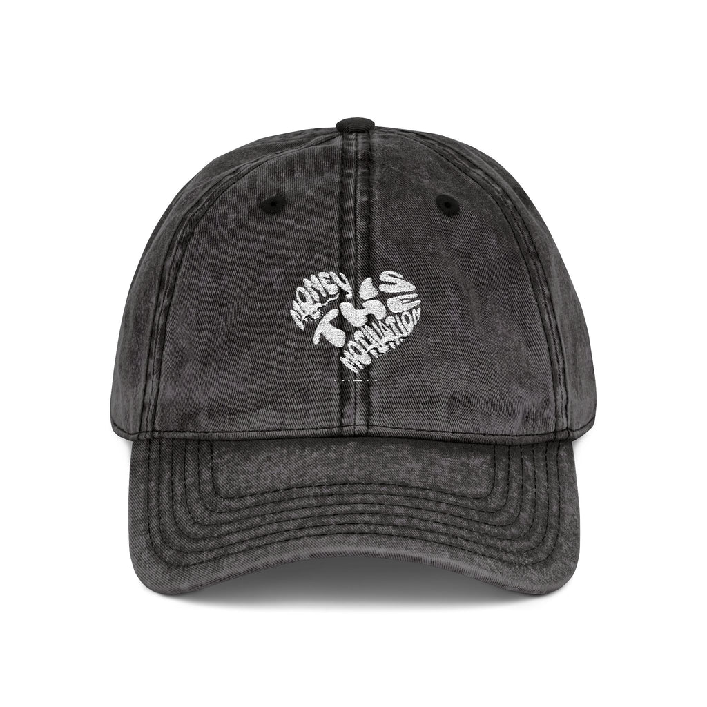 Embroidered Floral Heart Vintage Cap — Distressed Red Baseball Hat