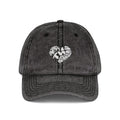 Embroidered Floral Heart Vintage Cap — Distressed Red Baseball Hat