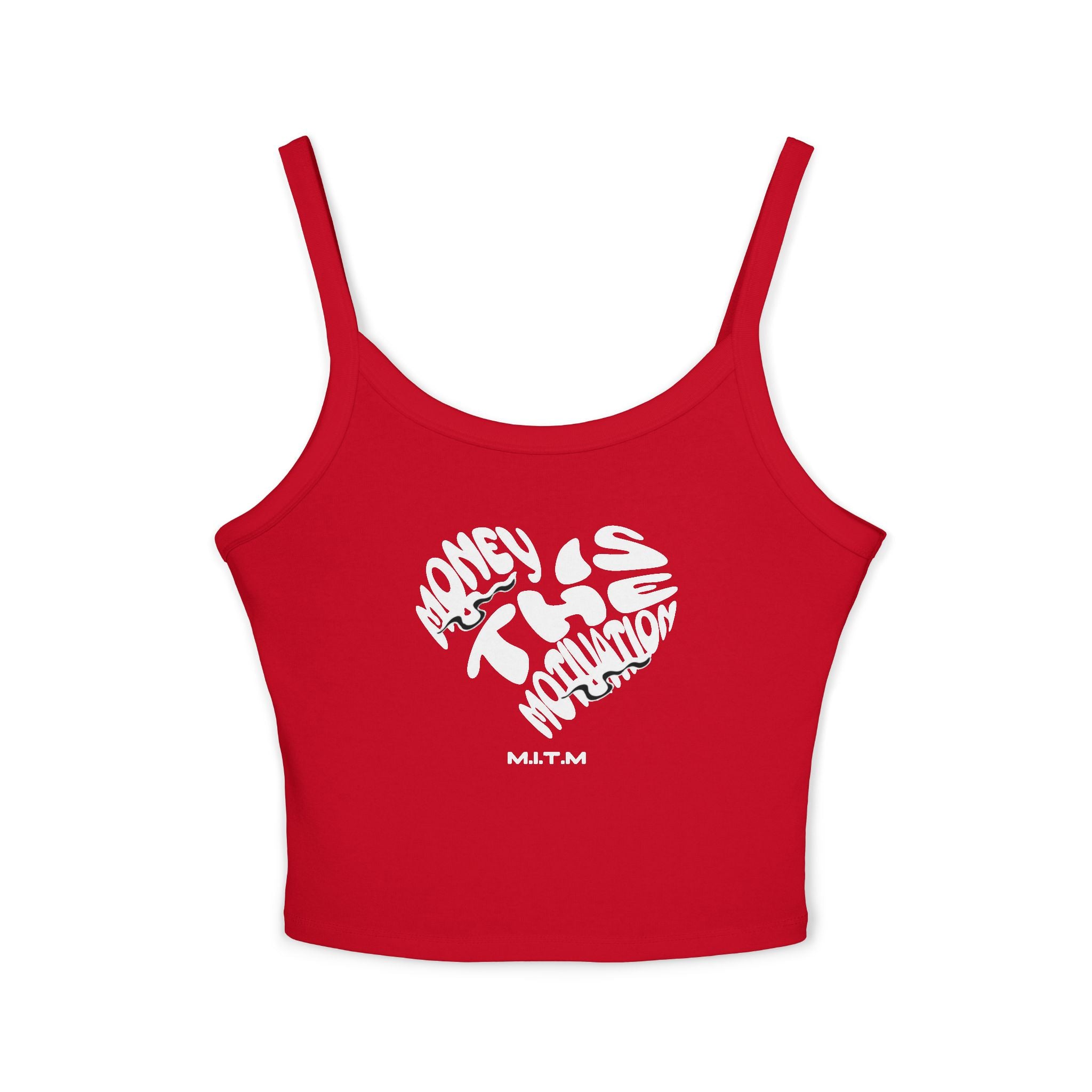 Women's Spaghetti Strap Tank Top — Subtle Broken Heart Graphic Crop Tank