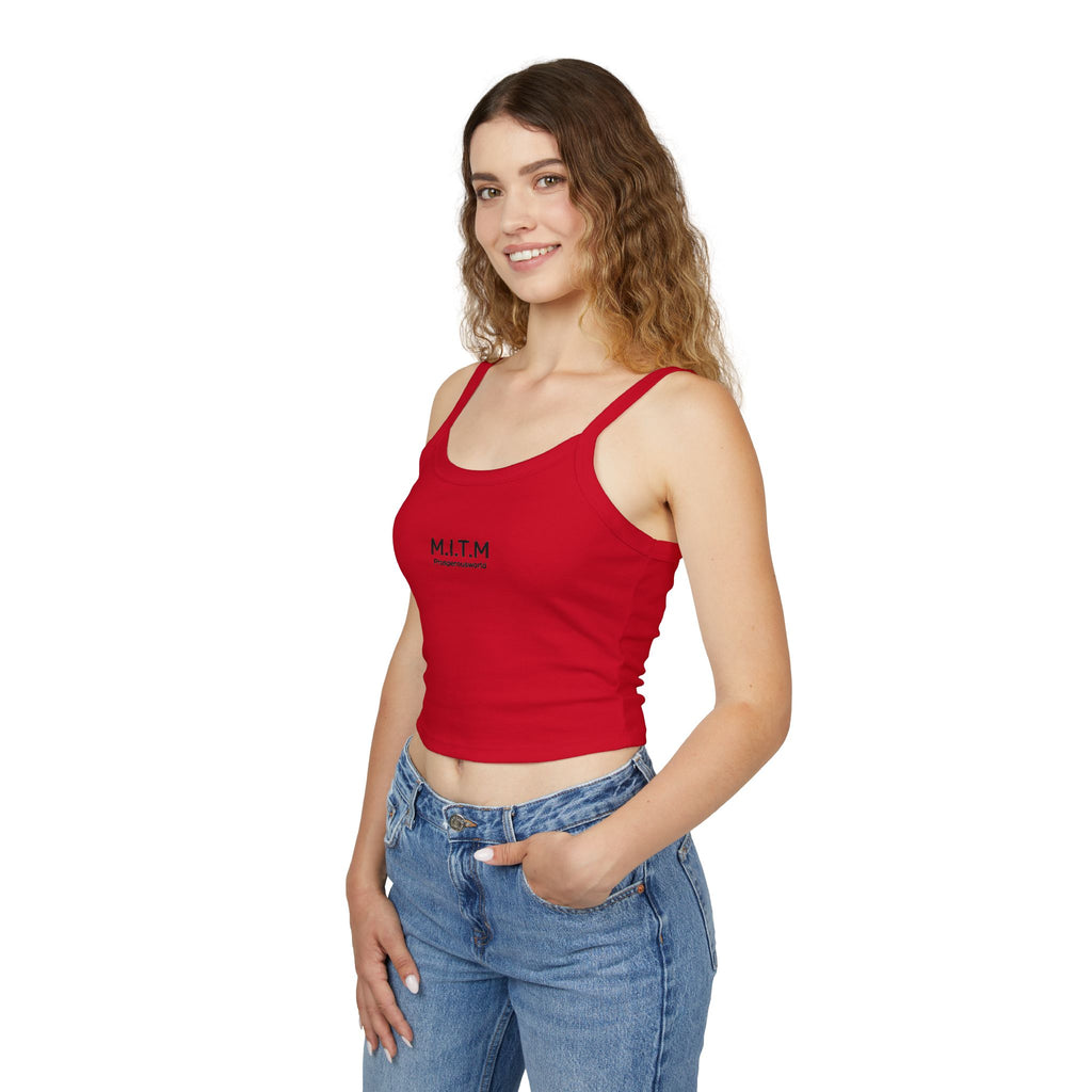M.I.T.M. Spaghetti Strap Tank Top — Minimal Logo Crop Top for Women