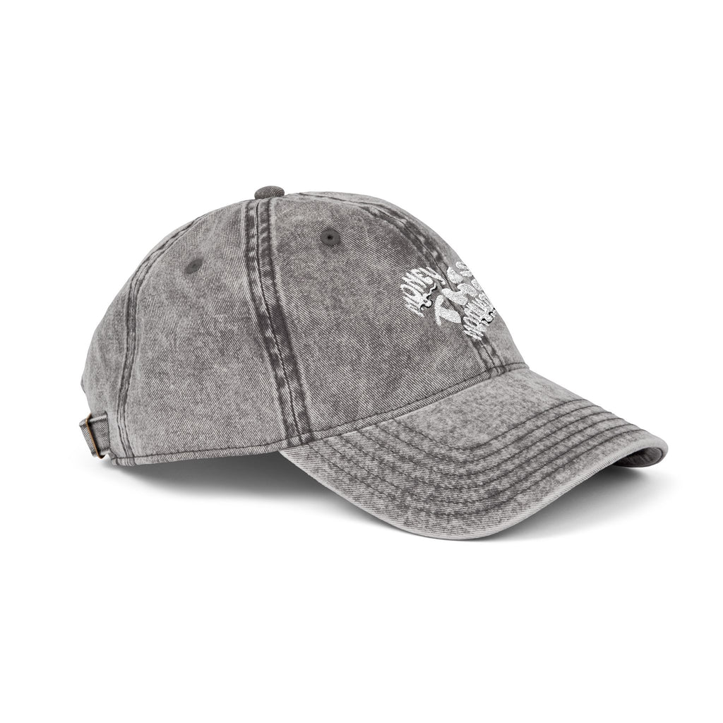 Embroidered Floral Heart Vintage Cap — Distressed Red Baseball Hat