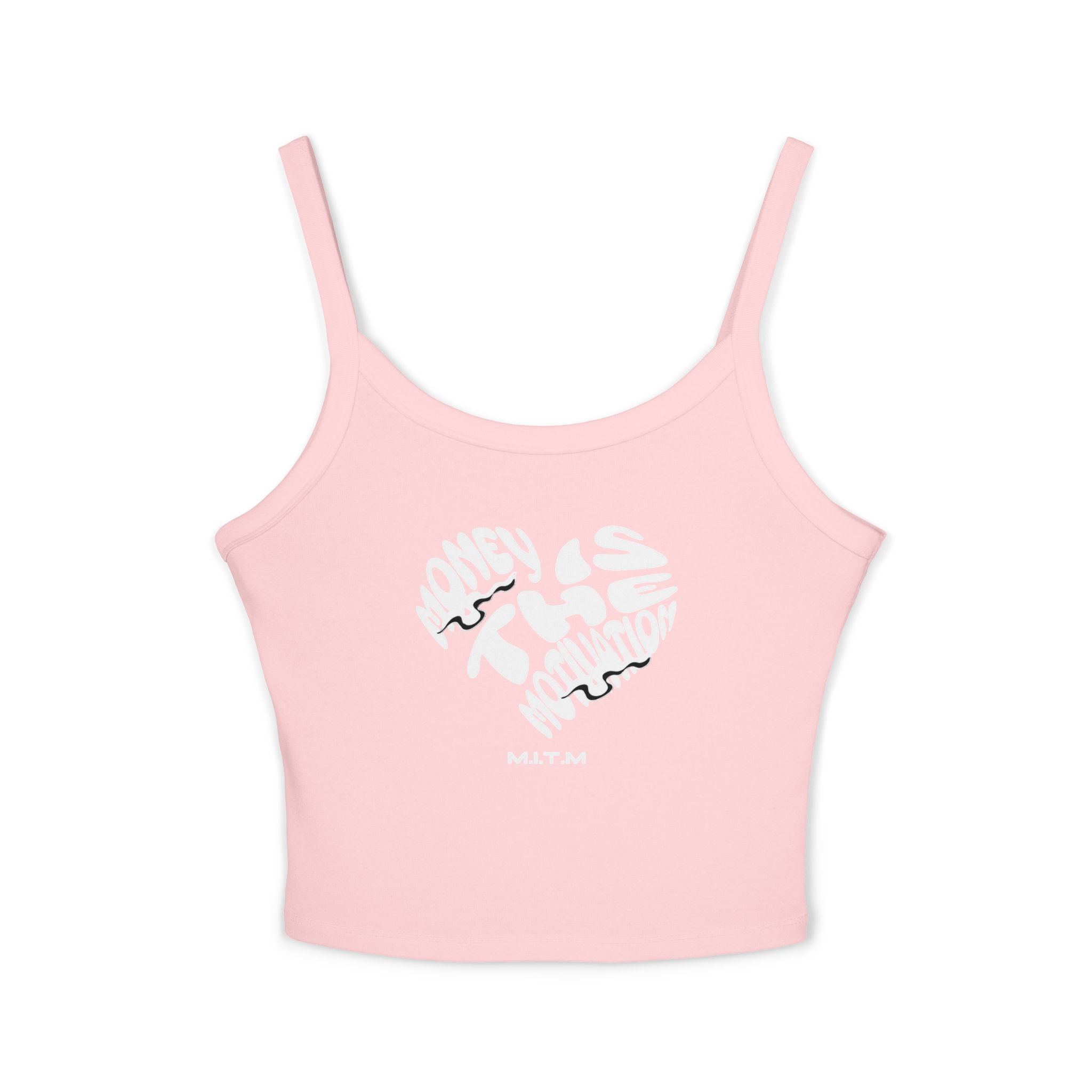 Women's Spaghetti Strap Tank Top — Subtle Broken Heart Graphic Crop Tank