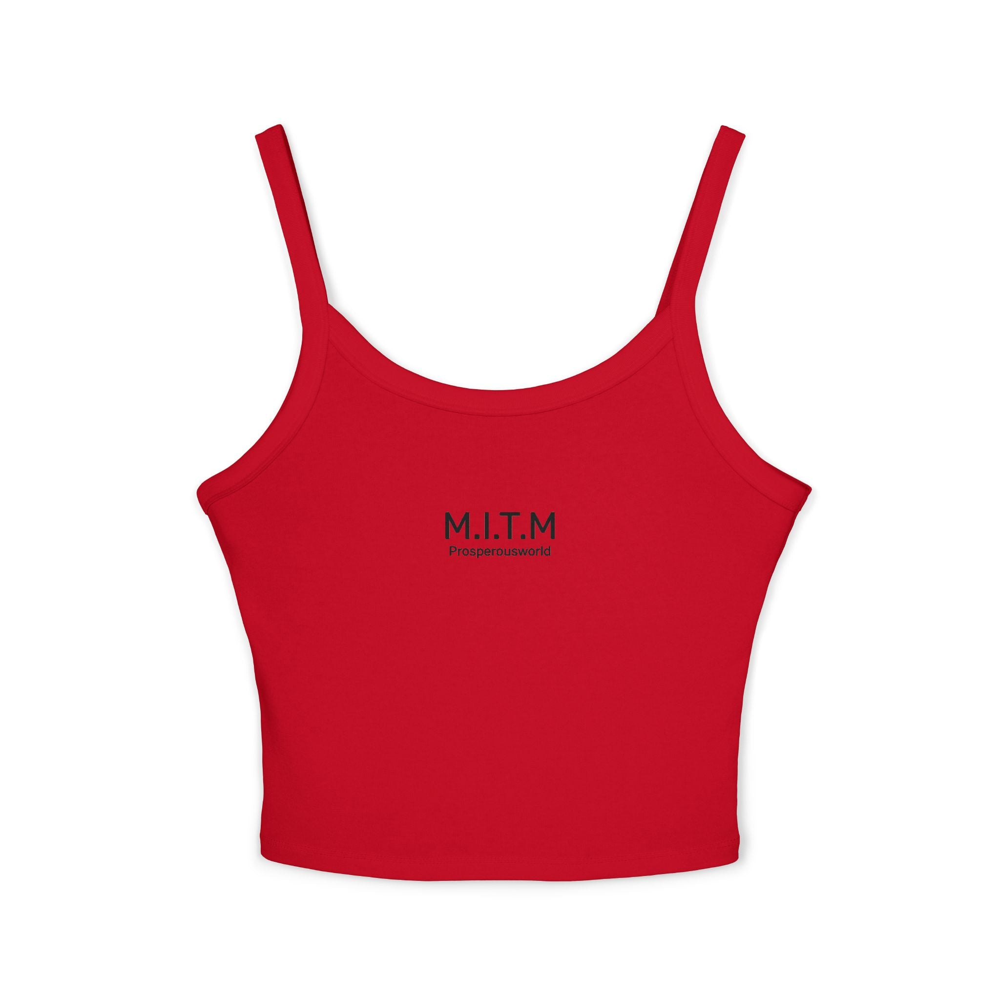 M.I.T.M. Spaghetti Strap Tank Top — Minimal Logo Crop Top for Women