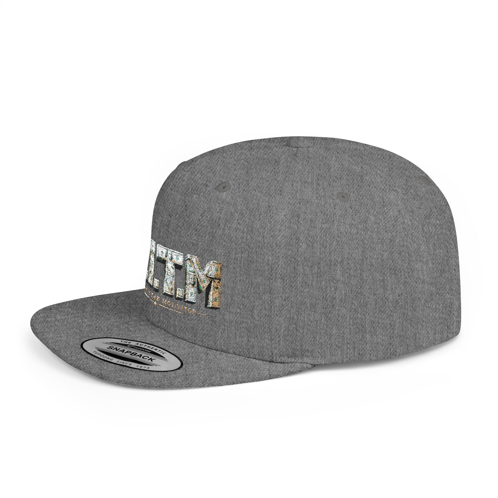 M.I.T.M. Floral Snapback Hat — White Flat-Bill Trucker Cap