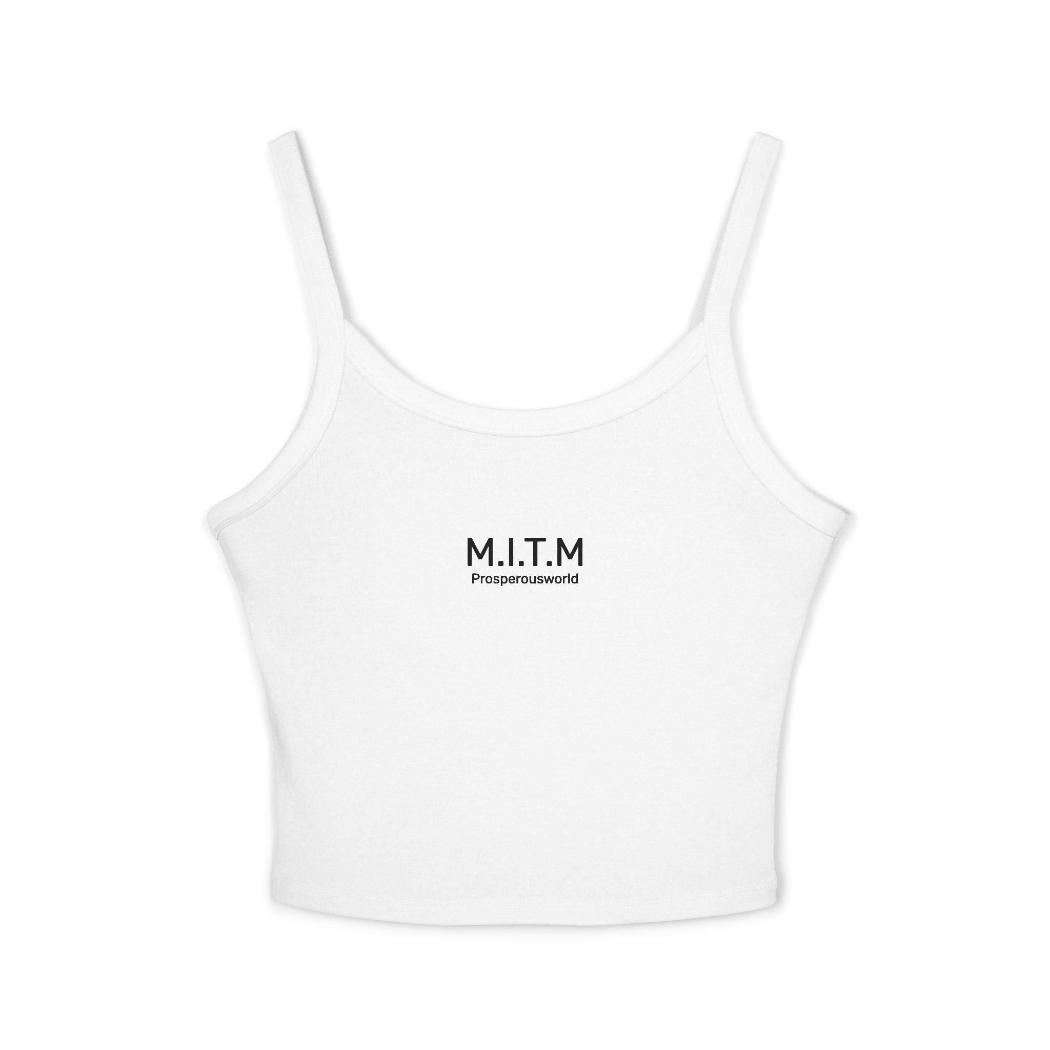 M.I.T.M. Spaghetti Strap Tank Top — Minimal Logo Crop Top for Women