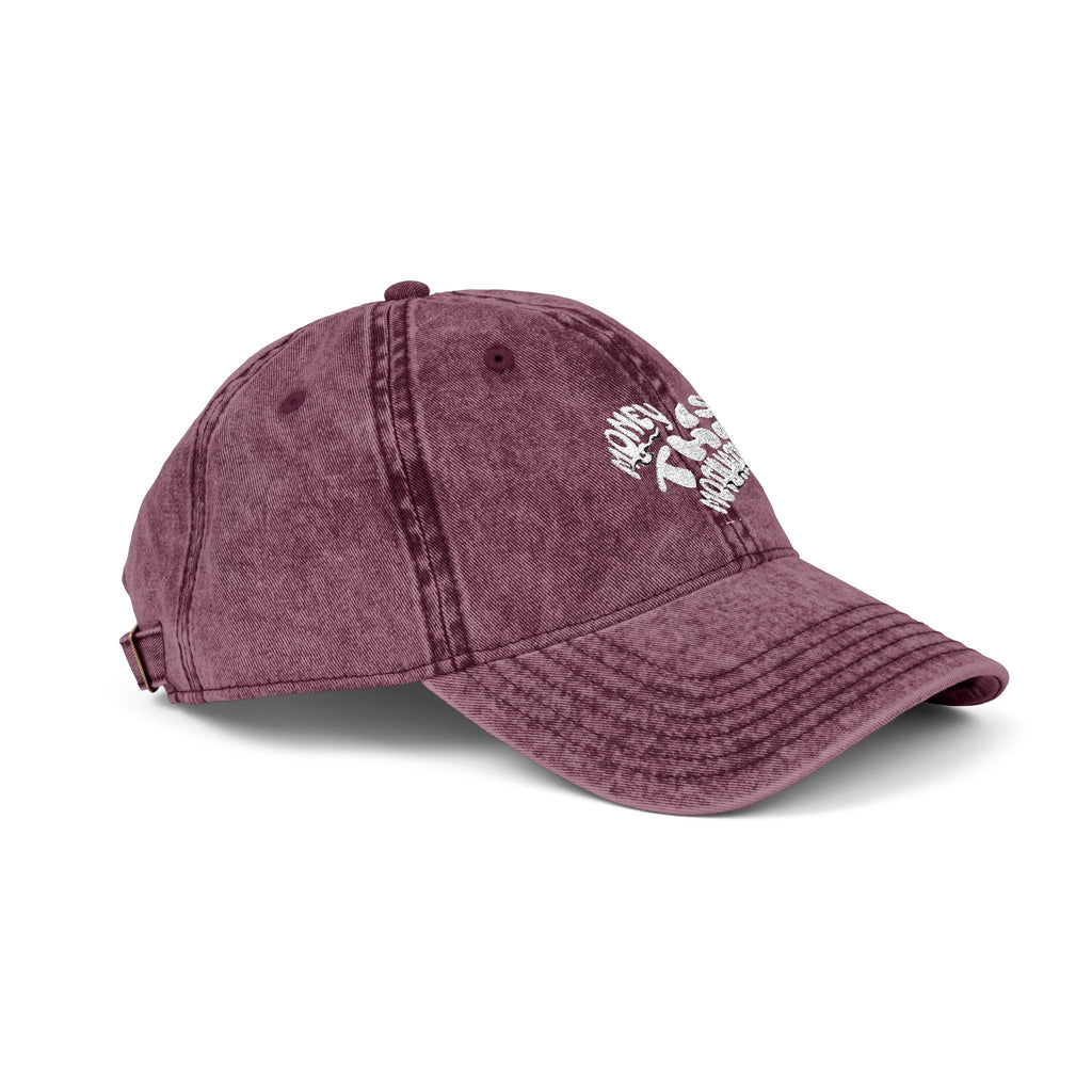 Embroidered Floral Heart Vintage Cap — Distressed Red Baseball Hat