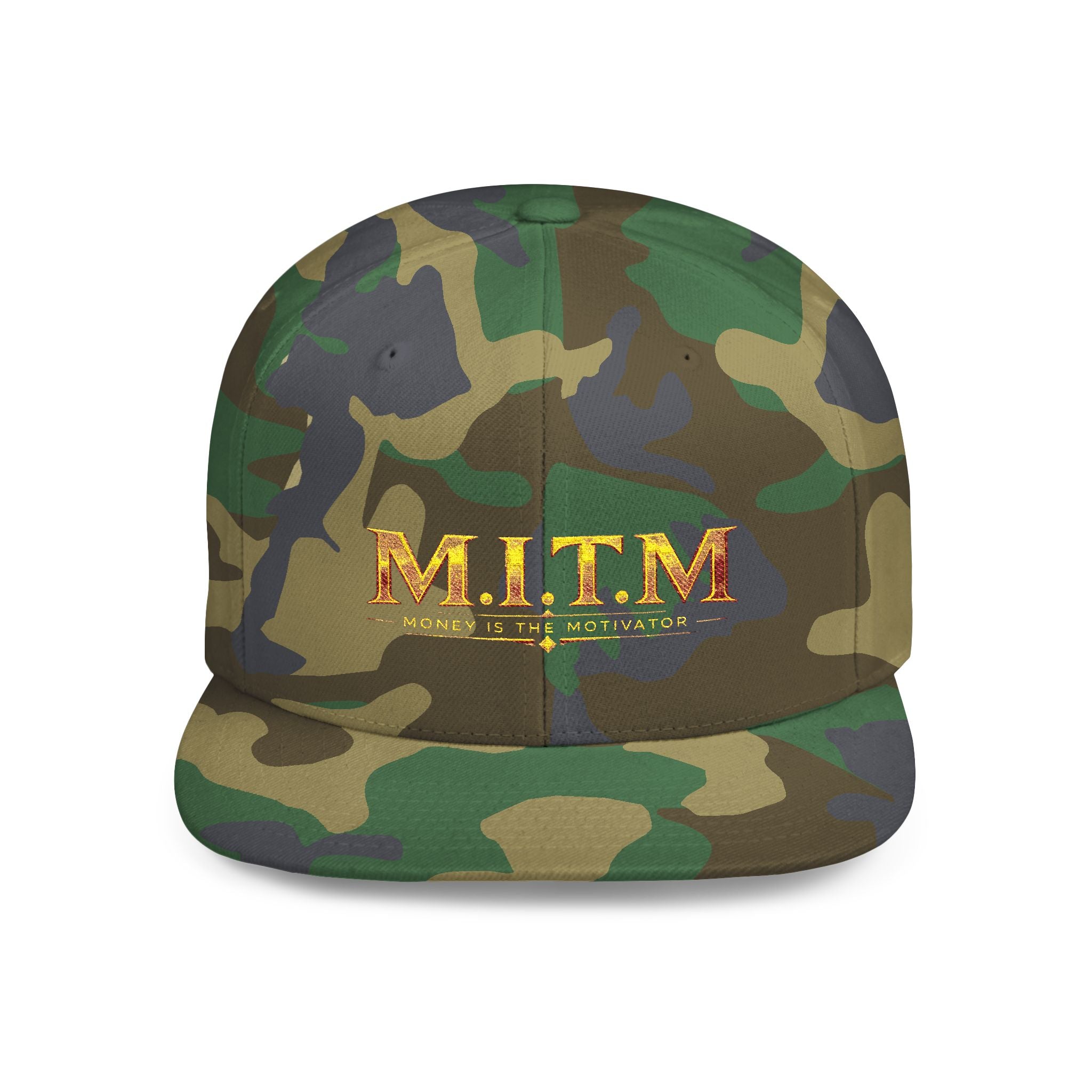 M.I.T.M. Gold Foil Flat Bill Snapback Hat — Stylish Urban Baseball Cap