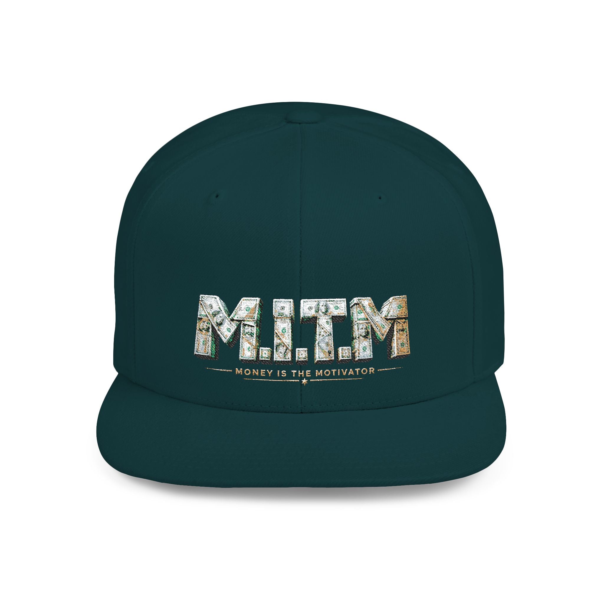 M.I.T.M. Floral Snapback Hat — White Flat-Bill Trucker Cap
