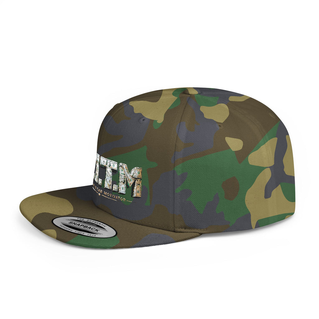 M.I.T.M. Floral Snapback Hat — White Flat-Bill Trucker Cap