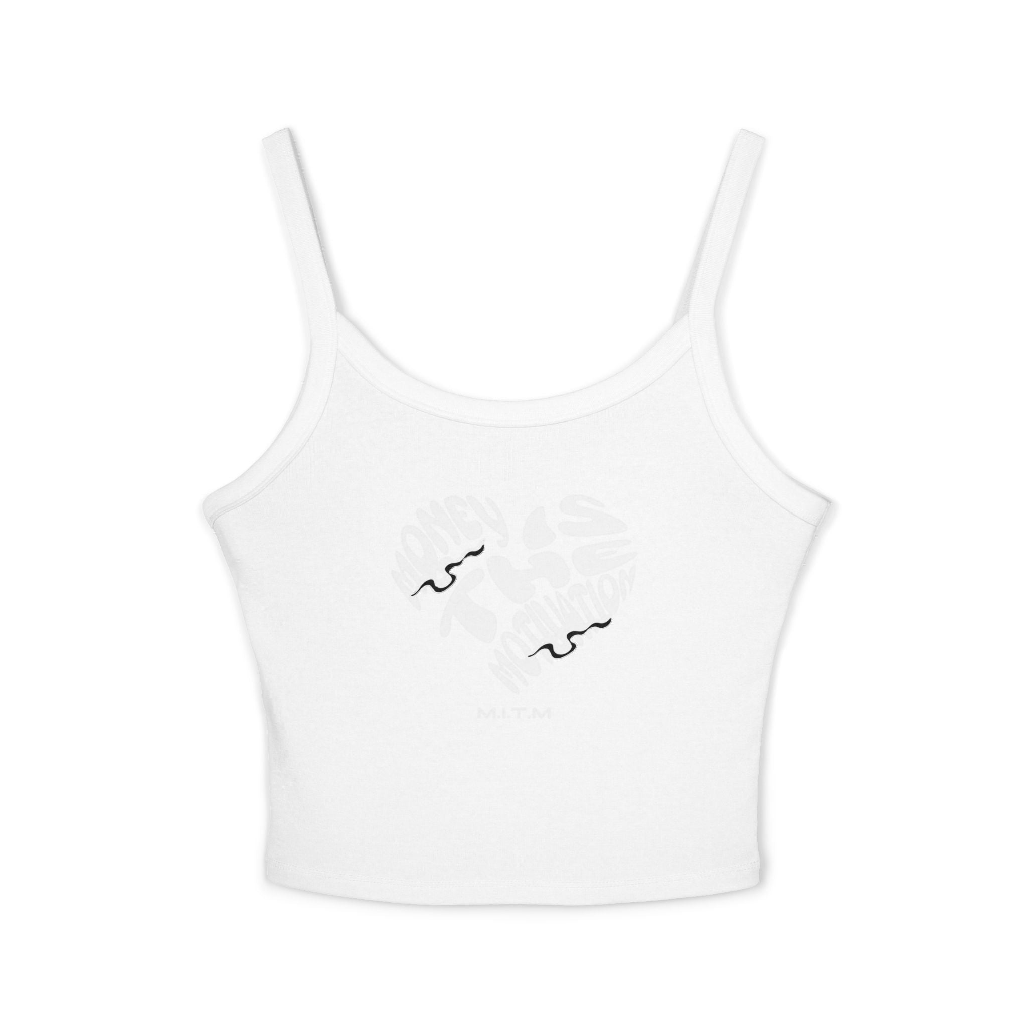 Women's Spaghetti Strap Tank Top — Subtle Broken Heart Graphic Crop Tank